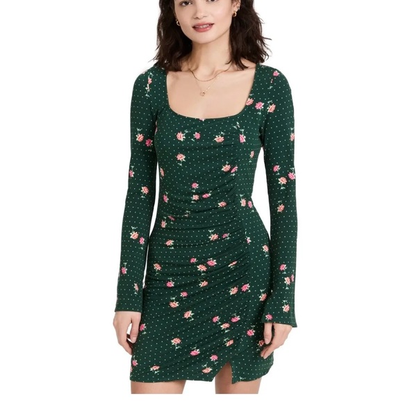 Free People Celia Mini Dress Emerald Jewel Combo Size XS - Picture 4 of 8